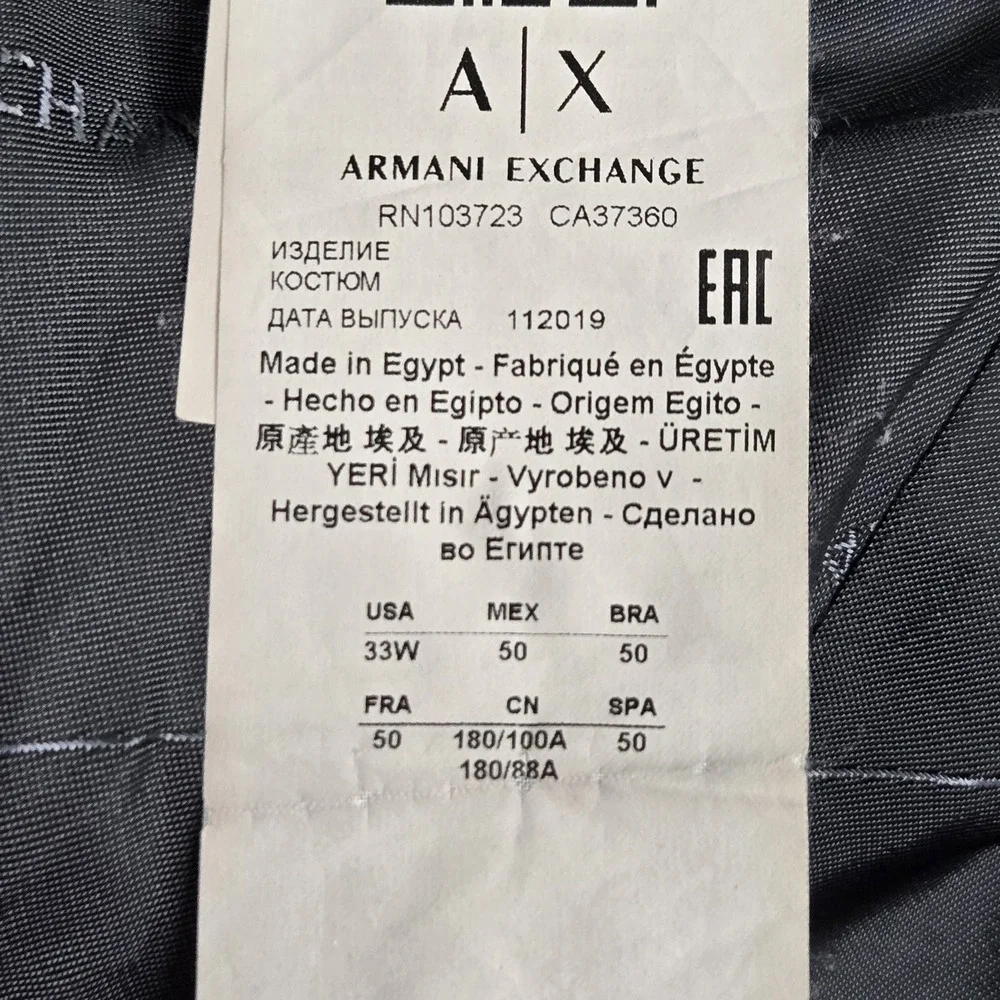 Armani Exchange Men Blazer 33W Blue Suit Jacket Button Long Sleeve